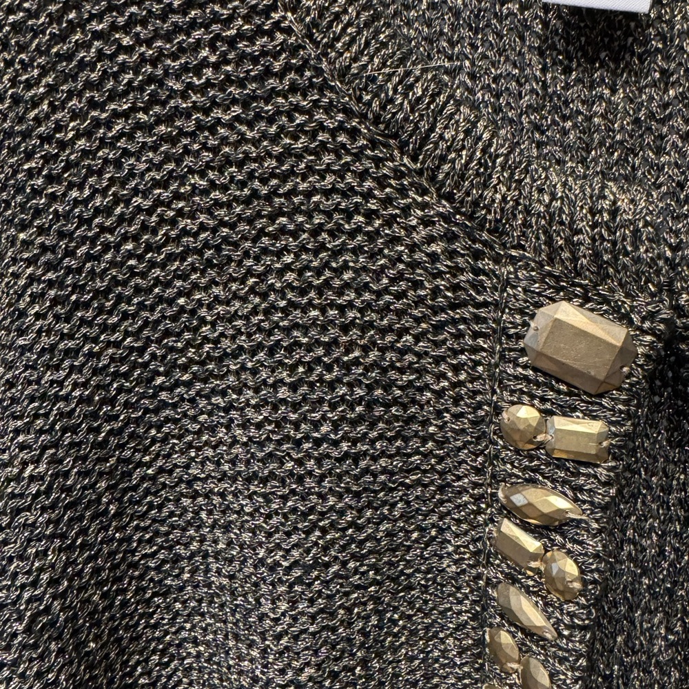 Ruby Rd. Shimmering‎ Gray Cardigan with Gold Accents - Picture 4 of 16